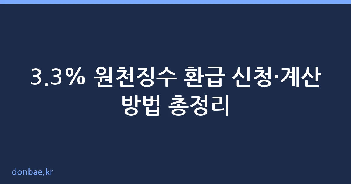 3.3% 원천징수 환급 신청 방법 안내